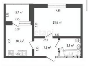 1-к квартира, вторичка, 37м2, 8/9 этаж
