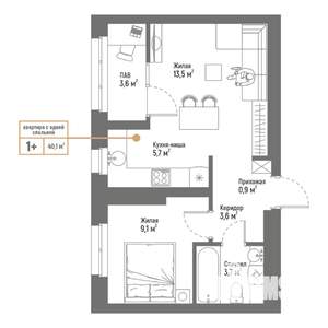 2-к квартира, вторичка, 40м2, 17/17 этаж