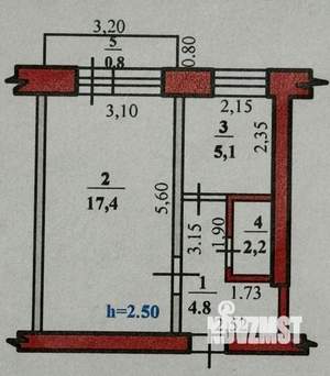 1-к квартира, вторичка, 30м2, 3/5 этаж