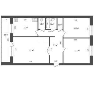 3-к квартира, вторичка, 67м2, 3/3 этаж