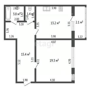 1-к квартира, вторичка, 52м2, 2/5 этаж