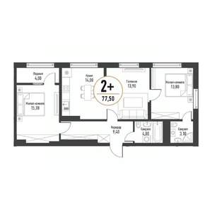 3-к квартира, вторичка, 78м2, 2/17 этаж