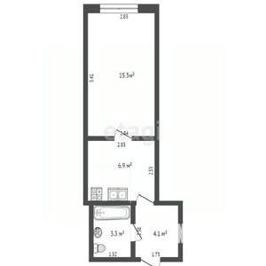 1-к квартира, вторичка, 30м2, 3/5 этаж