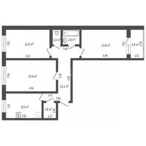 3-к квартира, вторичка, 67м2, 6/9 этаж