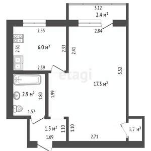 1-к квартира, вторичка, 32м2, 4/5 этаж