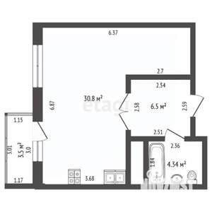 1-к квартира, вторичка, 41м2, 19/25 этаж