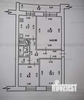 3-к квартира, вторичка, 63м2, 5/5 этаж