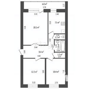 3-к квартира, вторичка, 62м2, 5/5 этаж