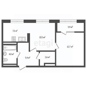 1-к квартира, вторичка, 46м2, 14/17 этаж