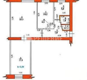 3-к квартира, вторичка, 69м2, 1/5 этаж