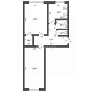 2-к квартира, вторичка, 47м2, 1/5 этаж