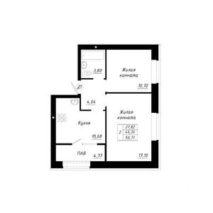 2-к квартира, строящийся дом, 51м2, 11/14 этаж