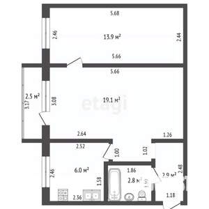 2-к квартира, вторичка, 45м2, 4/5 этаж
