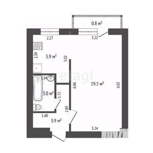 1-к квартира, вторичка, 32м2, 2/9 этаж