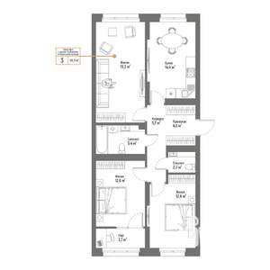 3-к квартира, вторичка, 80м2, 4/17 этаж