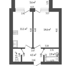 2-к квартира, вторичка, 35м2, 3/10 этаж