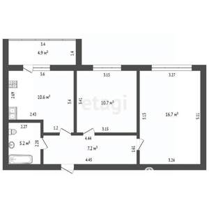 2-к квартира, вторичка, 50м2, 1/11 этаж