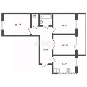 3-к квартира, вторичка, 62м2, 7/9 этаж