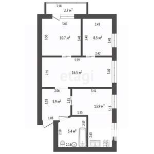 3-к квартира, вторичка, 61м2, 2/5 этаж