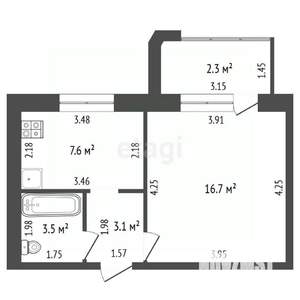1-к квартира, вторичка, 31м2, 4/9 этаж