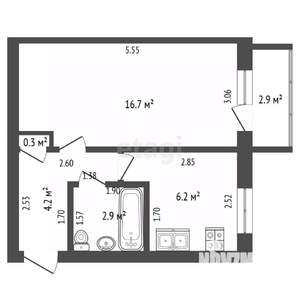 1-к квартира, вторичка, 30м2, 5/5 этаж