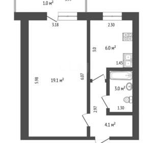 1-к квартира, вторичка, 33м2, 9/9 этаж