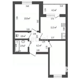 2-к квартира, вторичка, 53м2, 9/10 этаж