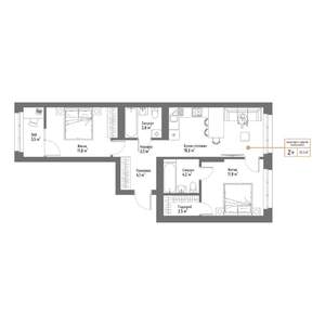 3-к квартира, вторичка, 61м2, 1/9 этаж