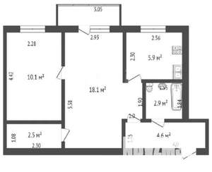 2-к квартира, вторичка, 44м2, 3/5 этаж