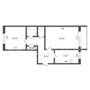 2-к квартира, вторичка, 51м2, 3/9 этаж