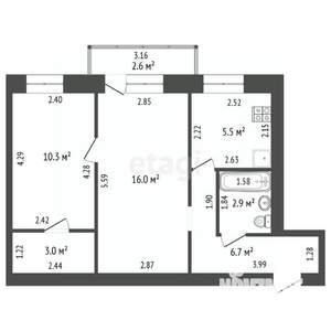 2-к квартира, вторичка, 44м2, 4/5 этаж