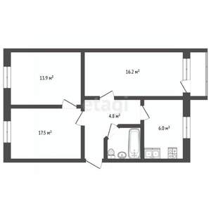 3-к квартира, вторичка, 62м2, 1/5 этаж