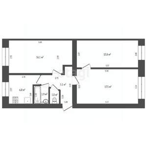3-к квартира, вторичка, 63м2, 1/5 этаж