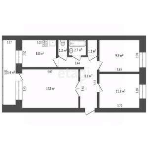 3-к квартира, вторичка, 66м2, 2/9 этаж