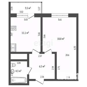 1-к квартира, вторичка, 41м2, 22/25 этаж
