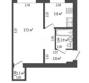1-к квартира, вторичка, 30м2, 1/5 этаж