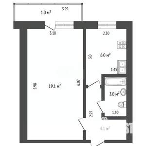 1-к квартира, вторичка, 33м2, 9/9 этаж
