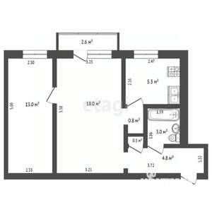 2-к квартира, вторичка, 44м2, 1/5 этаж