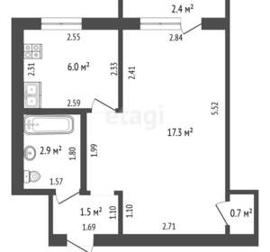 1-к квартира, вторичка, 29м2, 4/5 этаж