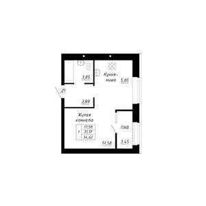 Студия квартира, строящийся дом, 35м2, 12/14 этаж