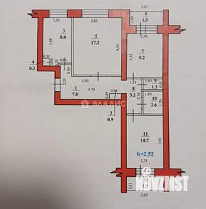 3-к квартира, вторичка, 63м2, 1/9 этаж