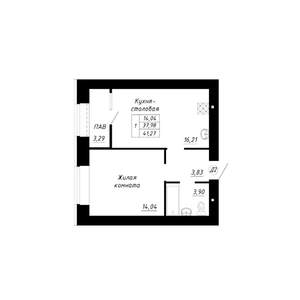 1-к квартира, строящийся дом, 41м2, 10/14 этаж