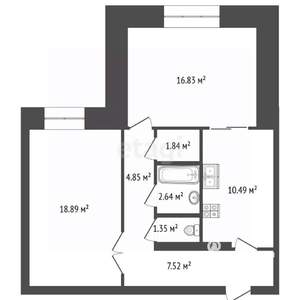 2-к квартира, вторичка, 63м2, 4/5 этаж