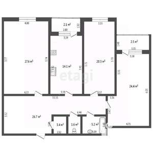 3-к квартира, вторичка, 123м2, 2/9 этаж