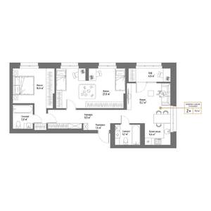 3-к квартира, вторичка, 77м2, 7/17 этаж