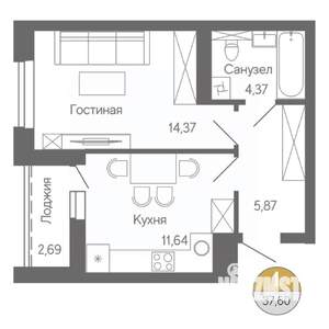 1-к квартира, строящийся дом, 38м2, 11/18 этаж