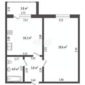 1-к квартира, вторичка, 37м2, 7/9 этаж