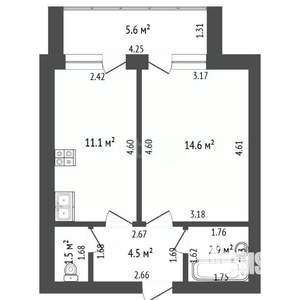 2-к квартира, вторичка, 35м2, 3/10 этаж