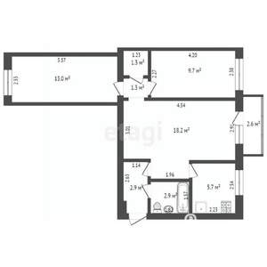 3-к квартира, вторичка, 55м2, 2/5 этаж